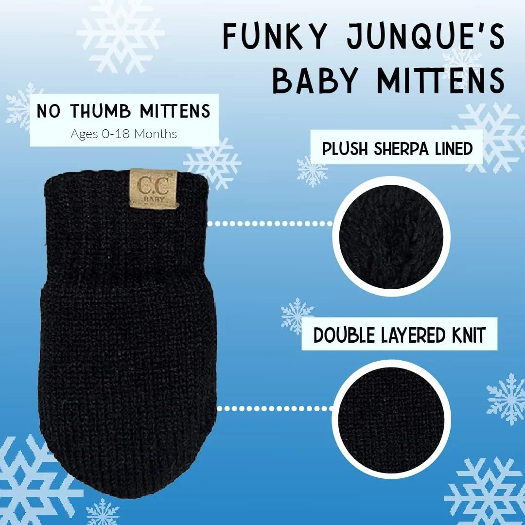 Funky Junque Baby Boy Mittens Newborn, Fleece Lined No Thumb Soft Double Layer Knit Gloves, Infant Mittens 0-9 Months