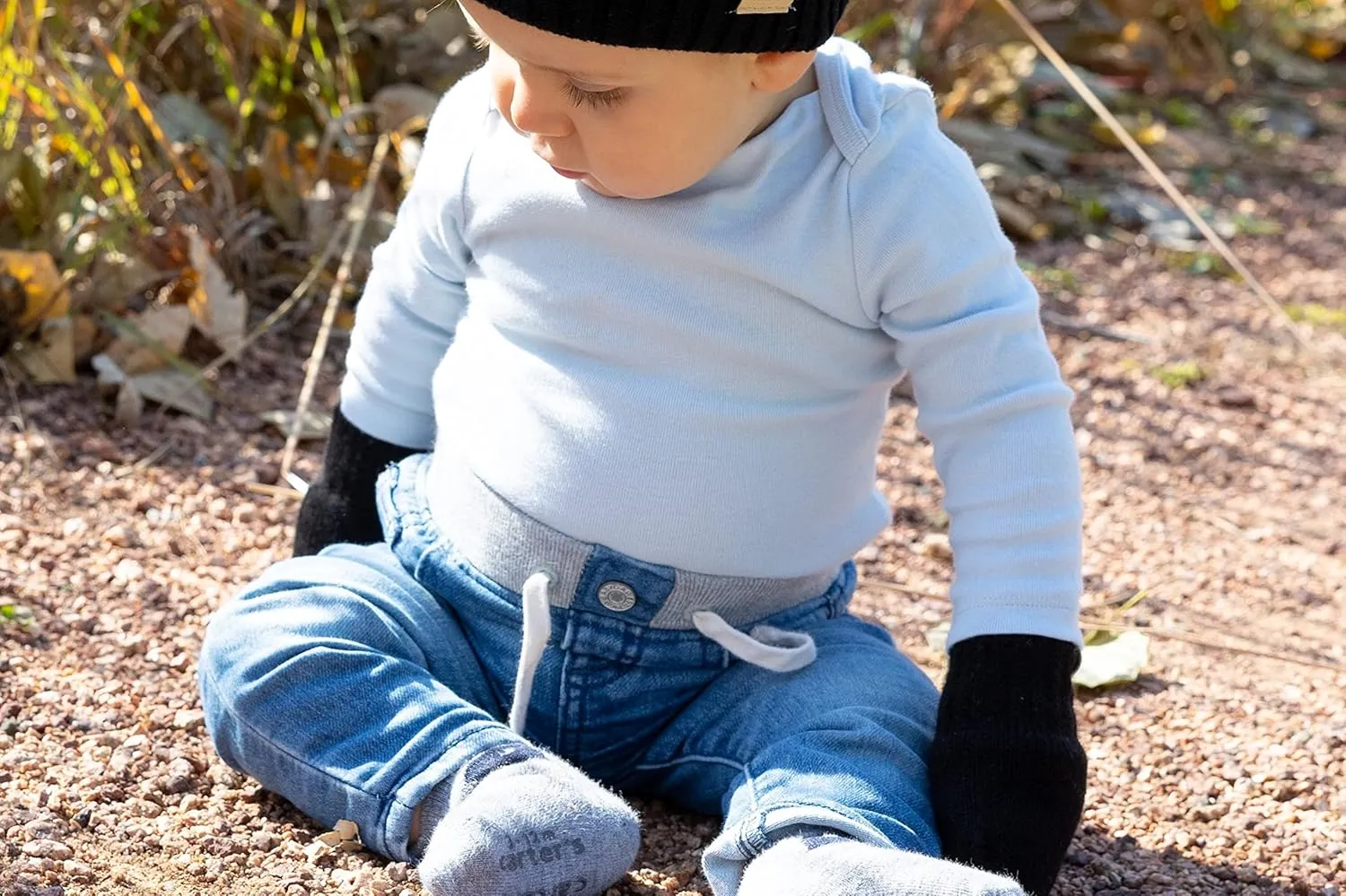 Funky Junque Baby Boy Mittens Newborn, Fleece Lined No Thumb Soft Double Layer Knit Gloves, Infant Mittens 0-9 Months