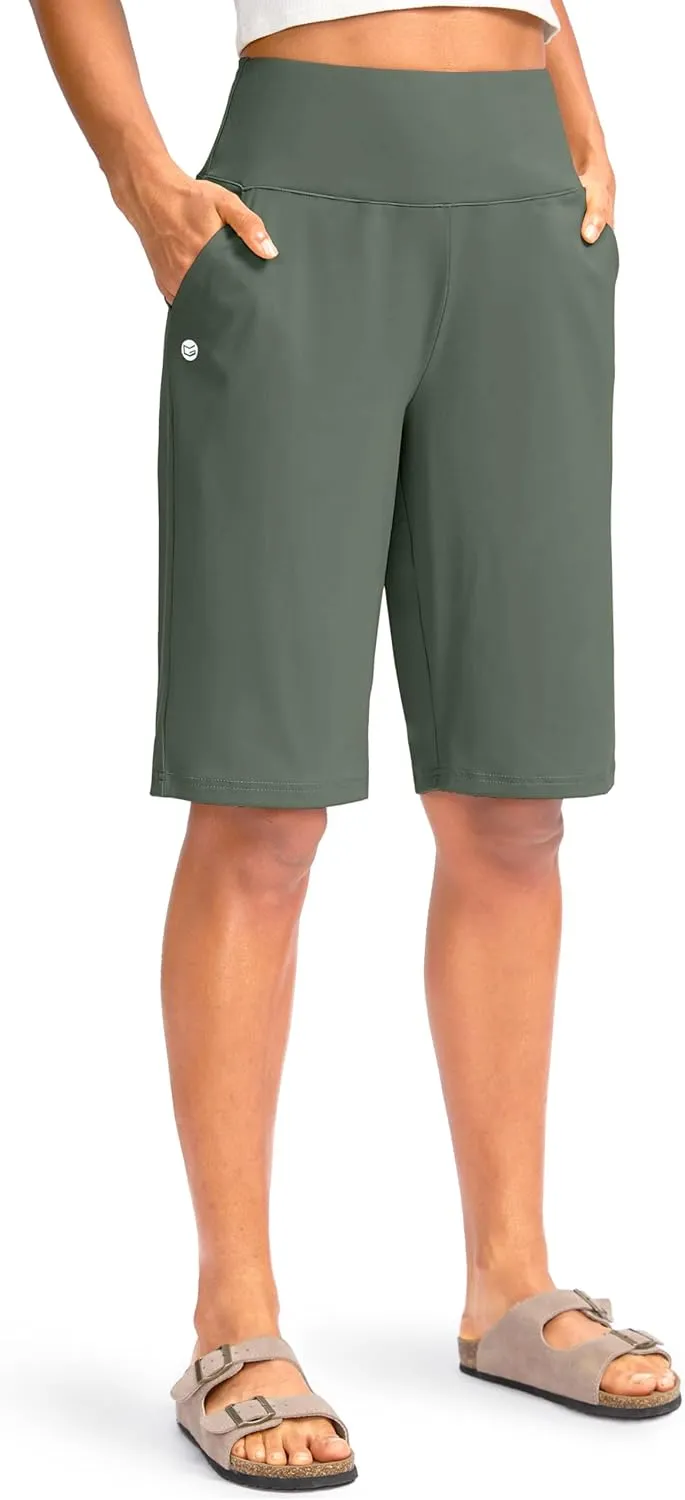 G Gradual Women's 12" Bermuda Long Shorts with Pockets High Waisted Stretch Knee Length Shorts for Women Summer Walking