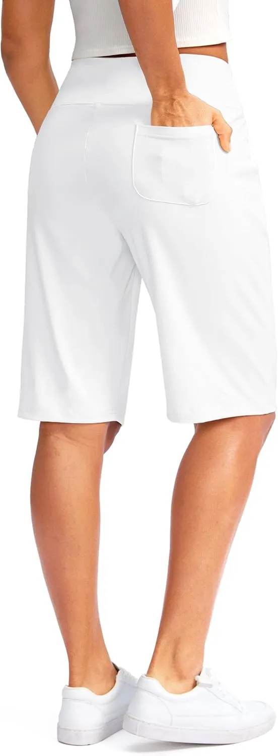 G Gradual Women's 12" Bermuda Long Shorts with Pockets High Waisted Stretch Knee Length Shorts for Women Summer Walking