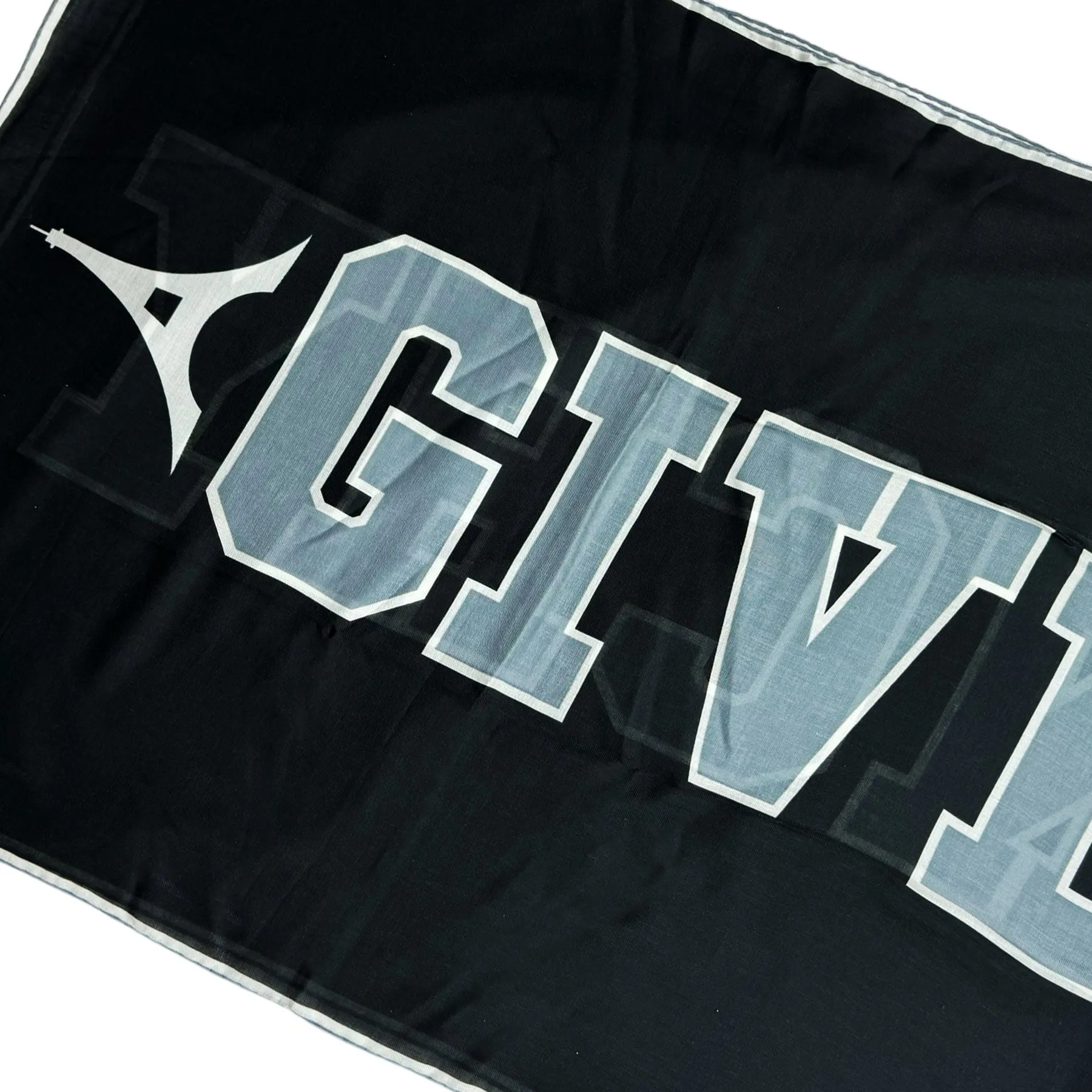 Givenchy Scarf Black Gray Logo - Lightweight Cotton Silk Shawl FINAL SALE
