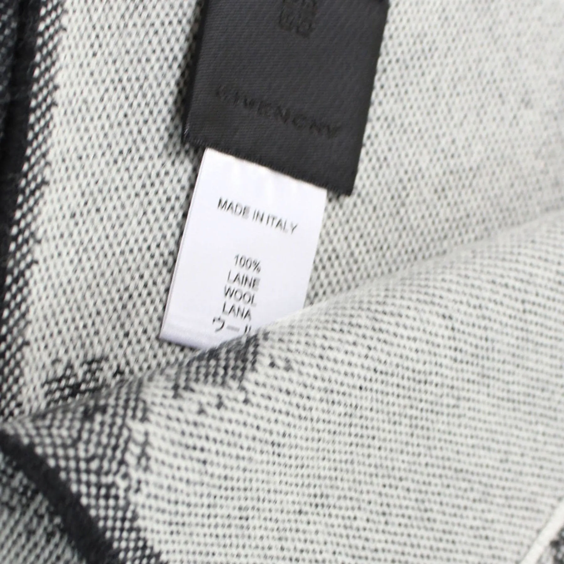 Givenchy Scarf Gray Black Logo Design - Wool Shawl FINAL SALE