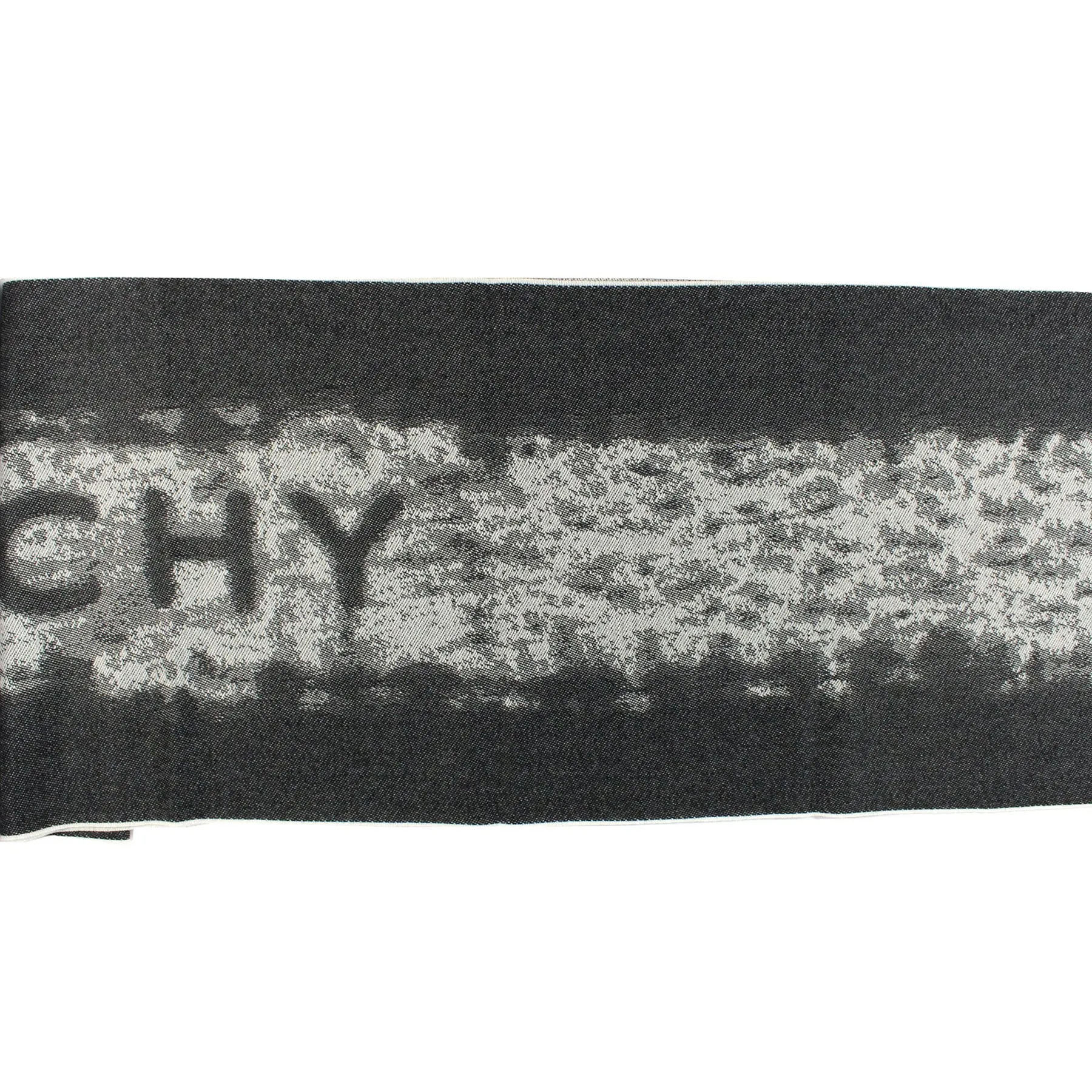 Givenchy Scarf Gray Black Logo Design - Wool Shawl FINAL SALE