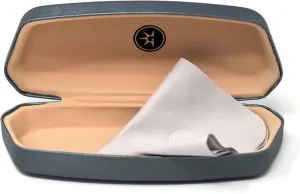 Glare Guard Hard Shell Protective Case for Eyeglasses, Sunglasses - Men, Women & Kids - Cleaning Cloth Large Frame Storage