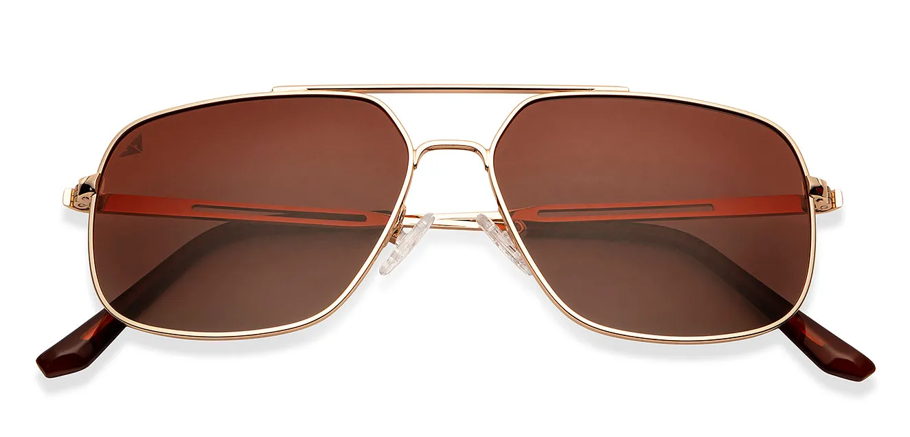 Gold Aviator Full Rim Unisex Sunglasses by Vincent Chase Polarized-151384
