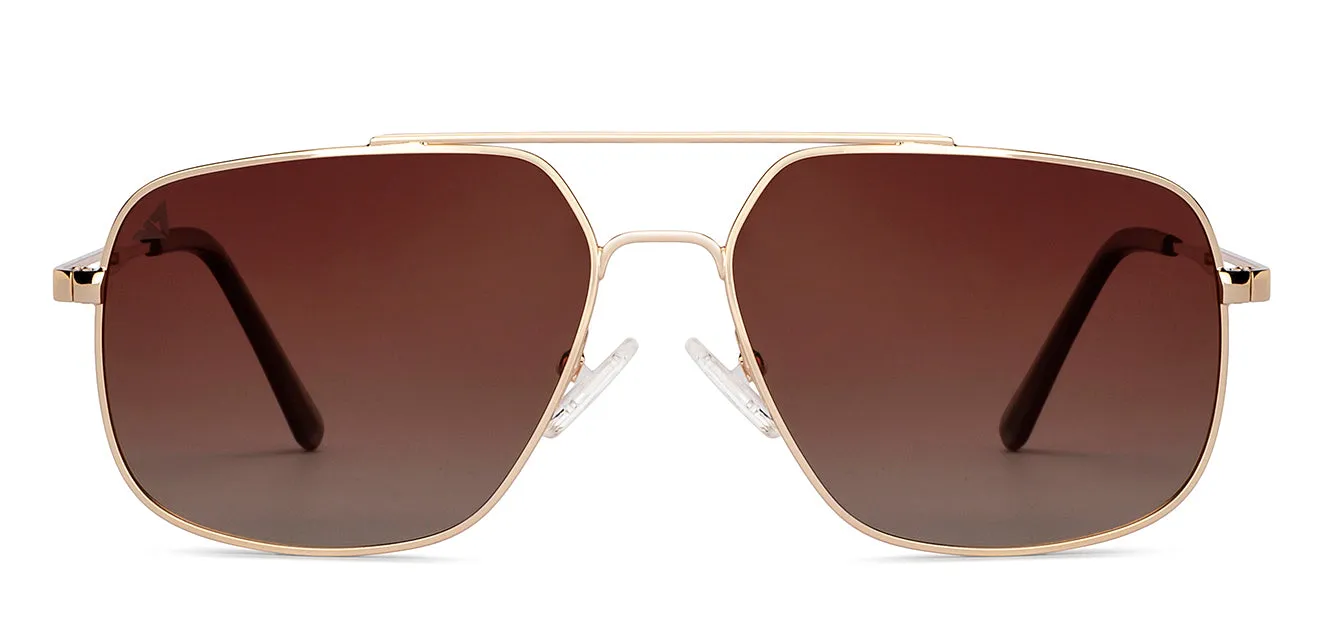 Gold Aviator Full Rim Unisex Sunglasses by Vincent Chase Polarized-151384