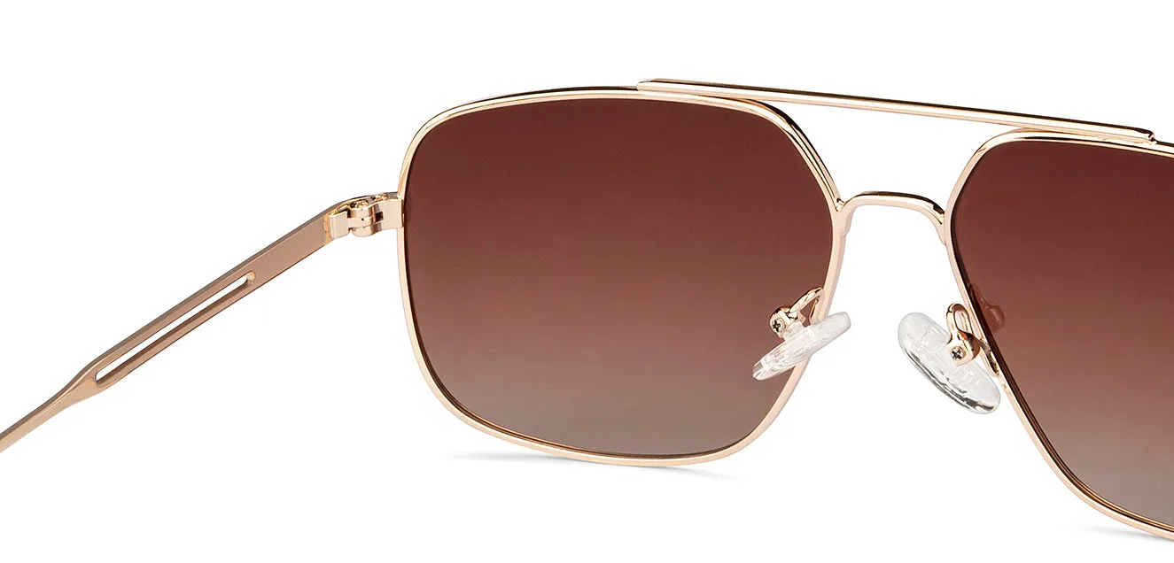 Gold Aviator Full Rim Unisex Sunglasses by Vincent Chase Polarized-151384