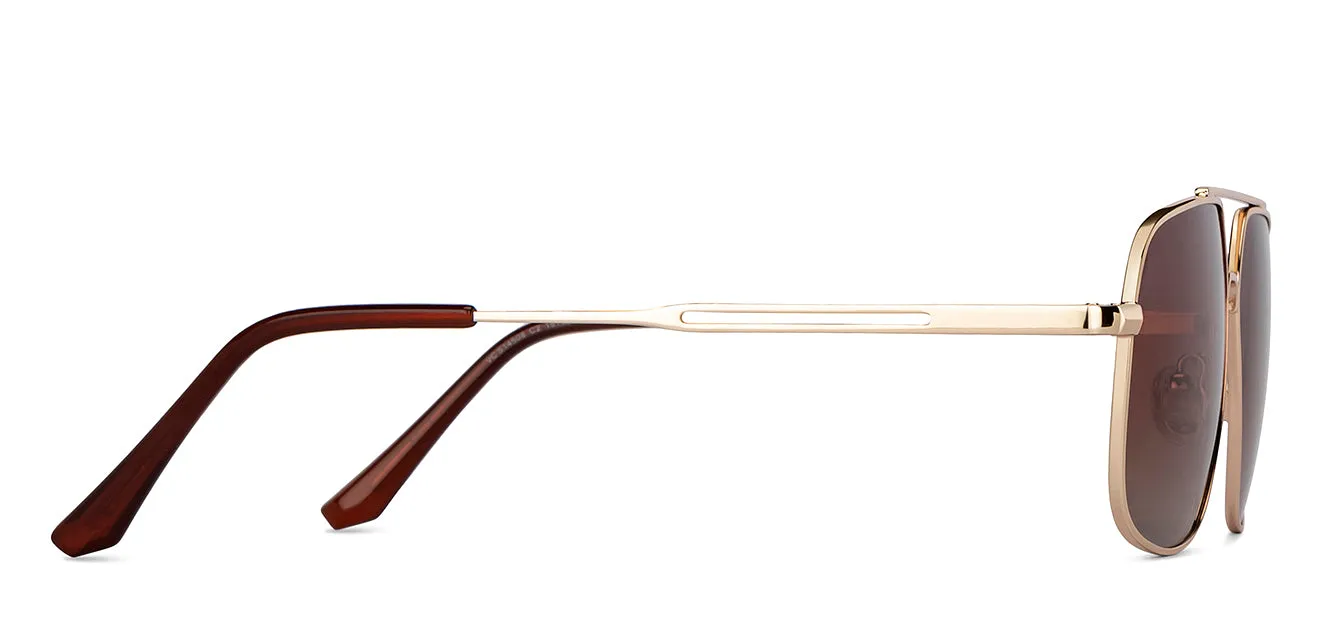 Gold Aviator Full Rim Unisex Sunglasses by Vincent Chase Polarized-151384