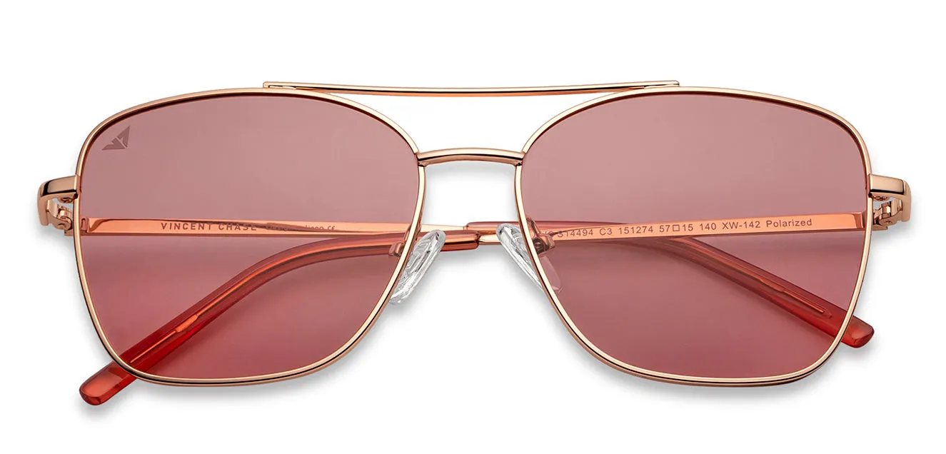 Gold Aviator Full Rim Women Sunglasses by Vincent Chase-151274
