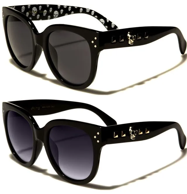 Gothic Skull Logo Emo Cat Eye Sunglasses for Women