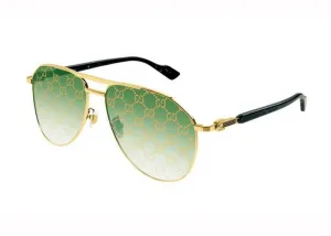 Gucci Aviator Frame Sunglasses Gold/Green