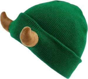 Honganda Devil Horn Knitted Beanie Hat for Adult, Novelty Women Men Demon Horns Cap Winter Warm Hip Hop Hat
