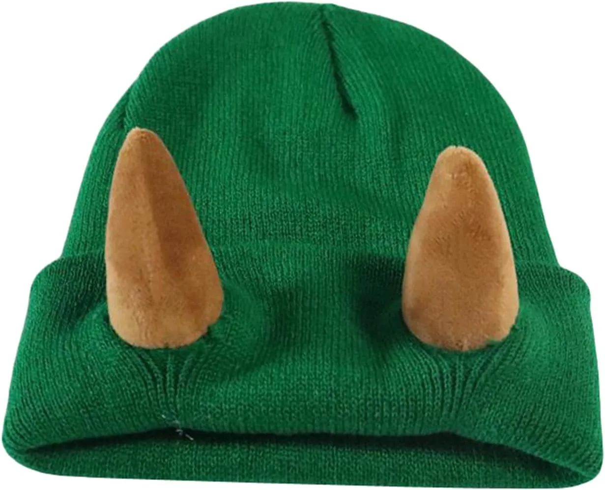 Honganda Devil Horn Knitted Beanie Hat for Adult, Novelty Women Men Demon Horns Cap Winter Warm Hip Hop Hat
