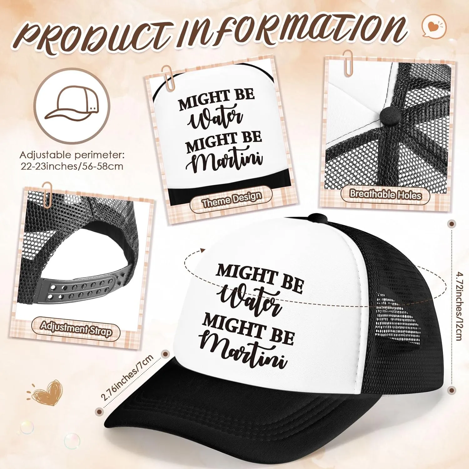 JaGely 4 Pcs Trucker Hat for Women Joke Funny Baseball Cap Classic Adjustable Cap for Women Men Gifts