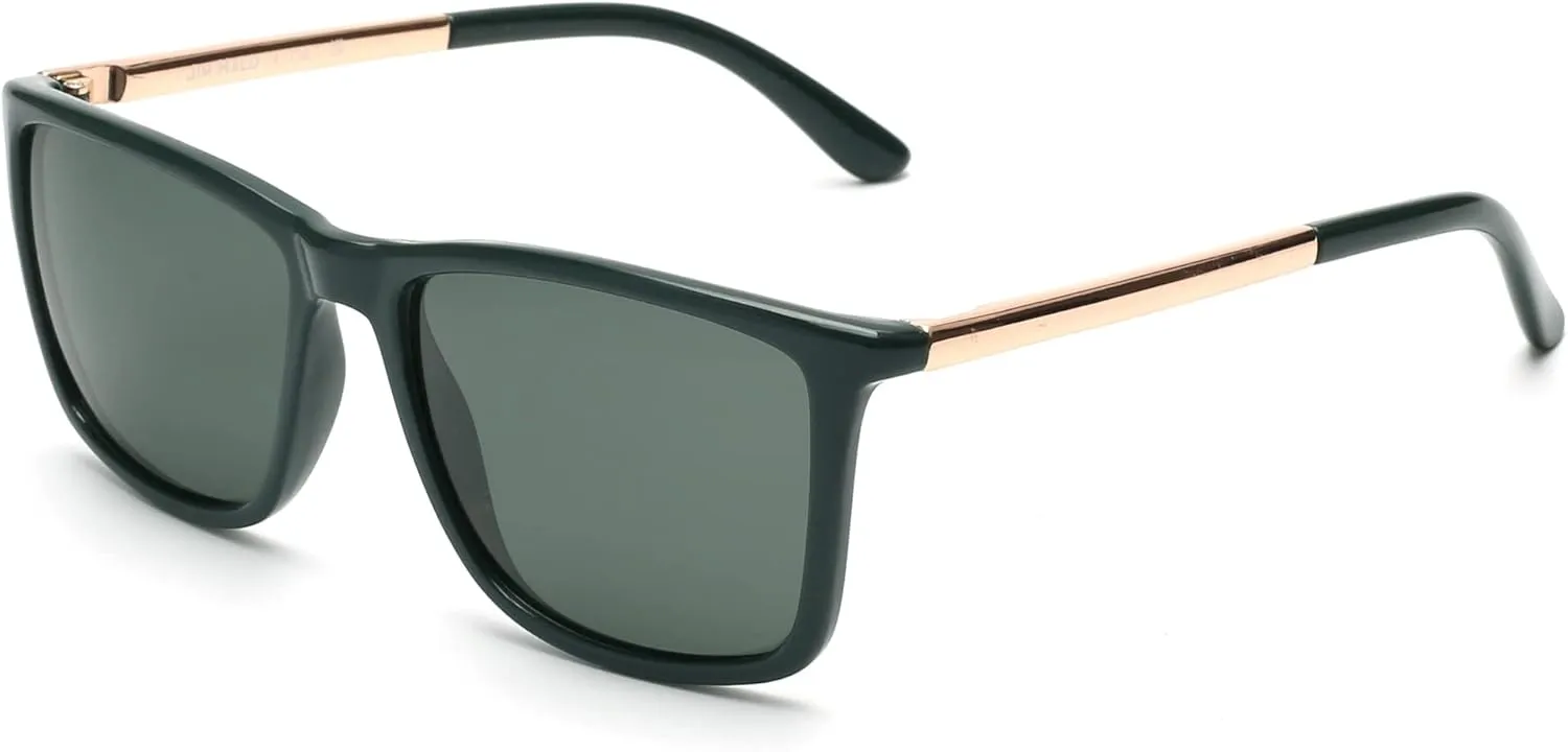 JIM HALO Polarized Driving Sunglasses Retro Square UV protection Classic Sun Glasses Men