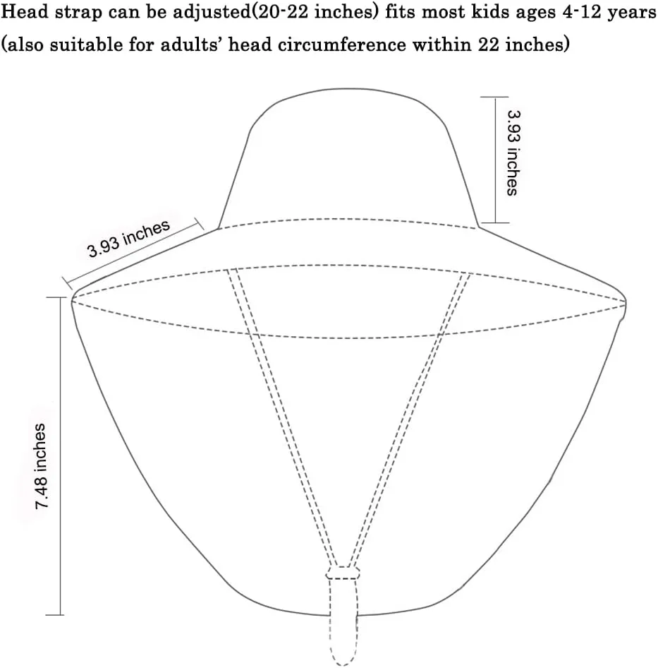 Kids Sun Hat with Neck Flap - Unisex Adjustable Children Wide Brim Summer UPF50  Sun Protection Mesh Bucket for 4-12y