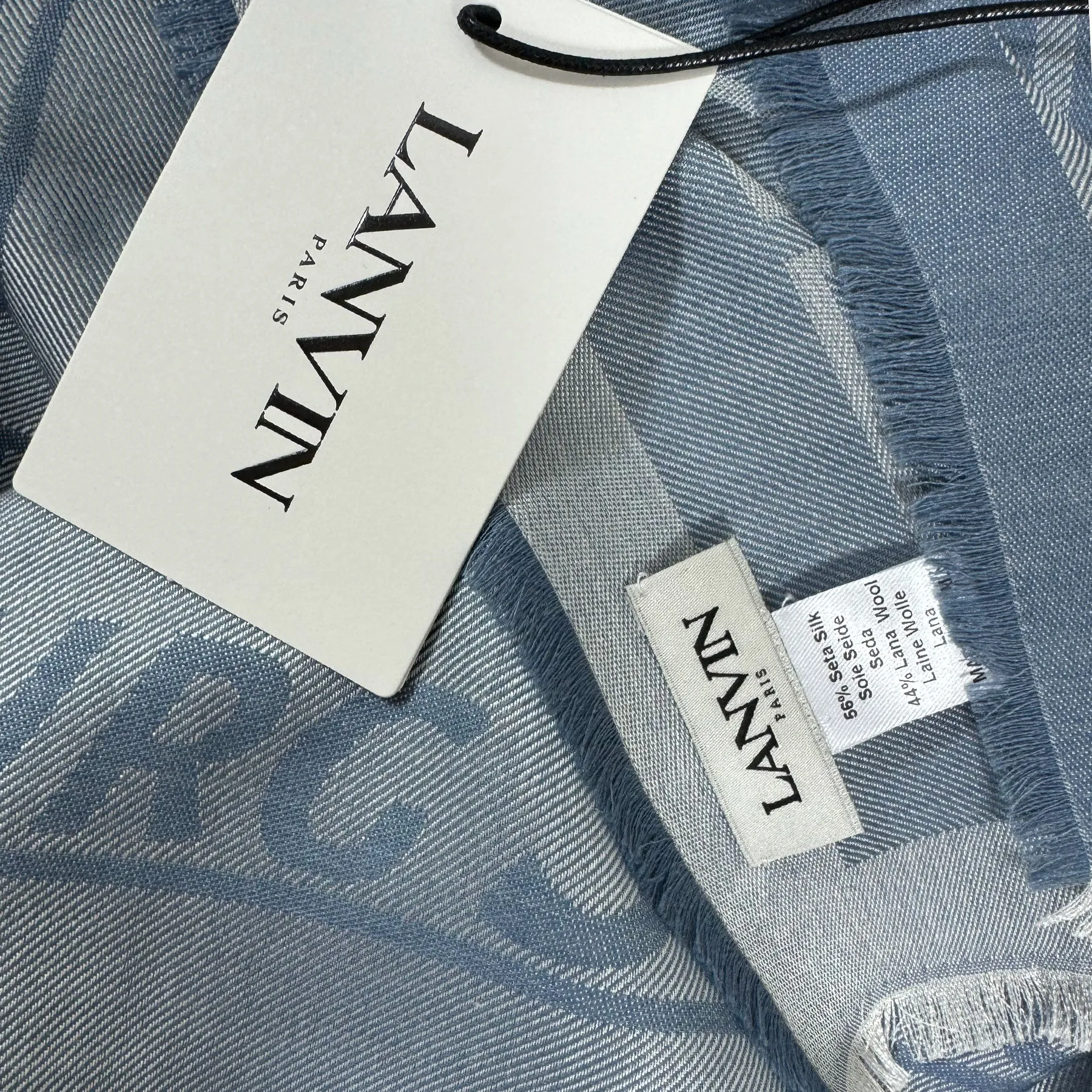 Lanvin Scarf Blue Gray 22 Rue du Faubourg Saint-Honoré - Extra Large Square Wrap SALE