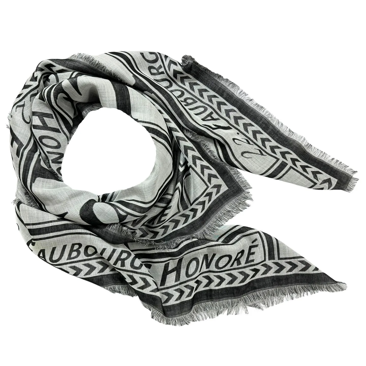 Lanvin Scarf Gray Signature Design - Extra Large 55 Inch Square Wool Silk Wrap FINAL SALE