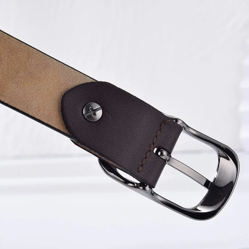 LFMB Women's genuine leather fashion retro belt high quality luxury brand ladies metal double buckle new belt with jeans