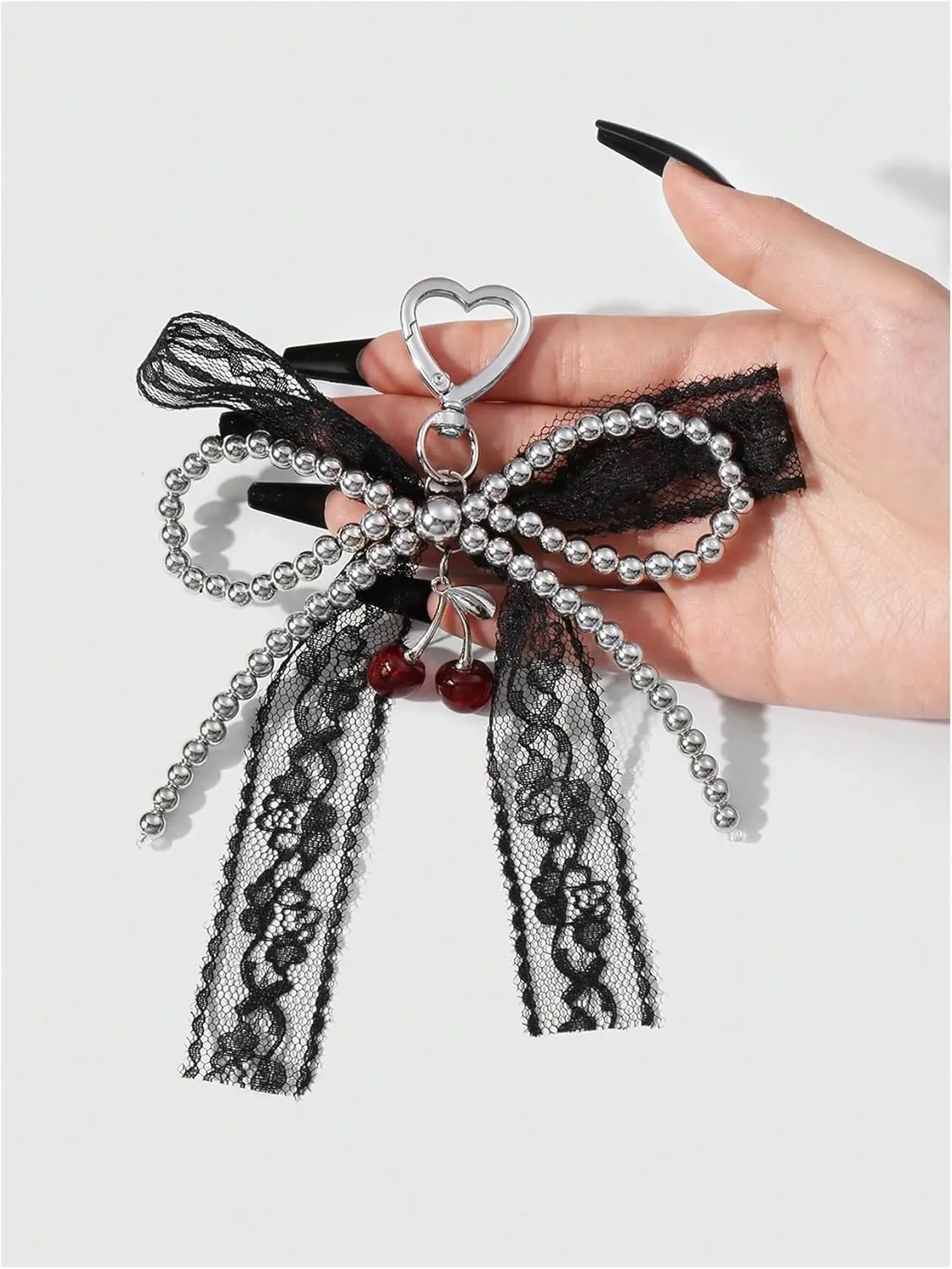 MakeMeChic Women's Y2K Bow Keychain Bag Charm Ribbon Metal Retro Accessories