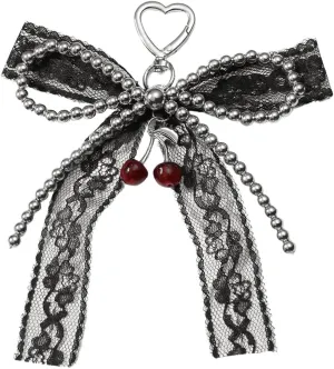 MakeMeChic Women's Y2K Bow Keychain Bag Charm Ribbon Metal Retro Accessories