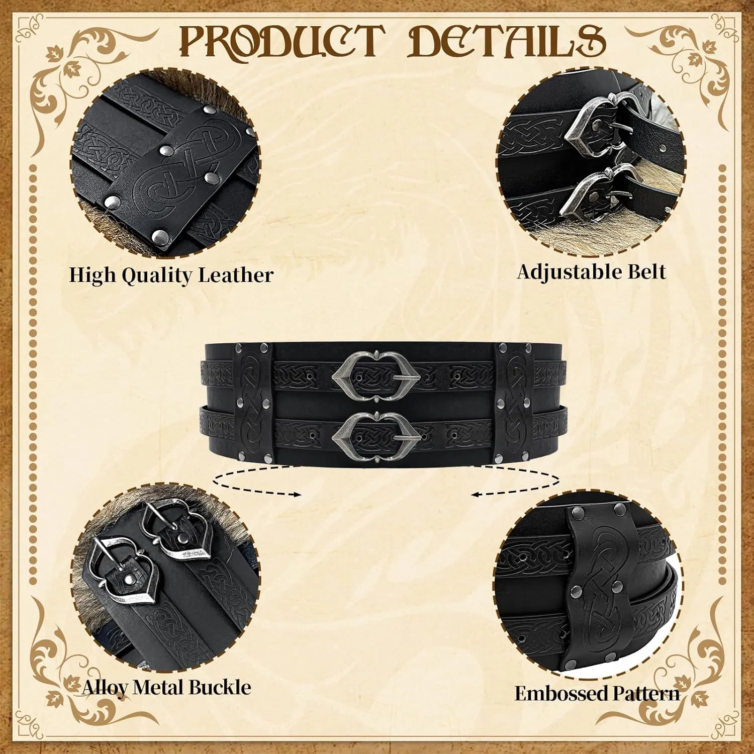 Medieval Viking Wide Belt Faux Leather Armor Knight Corset Belt for LARP Christmas Gifts Costume