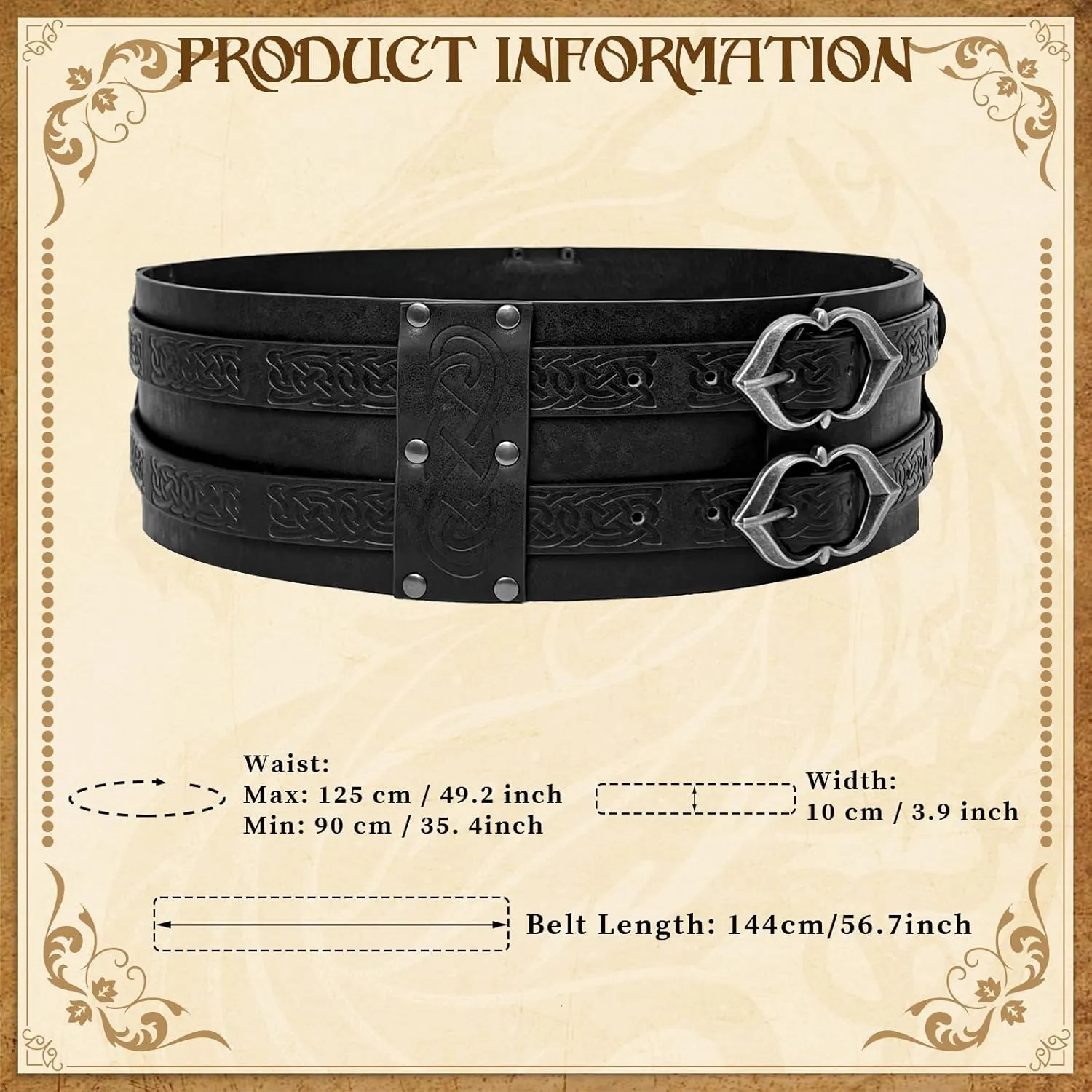 Medieval Viking Wide Belt Faux Leather Armor Knight Corset Belt for LARP Christmas Gifts Costume