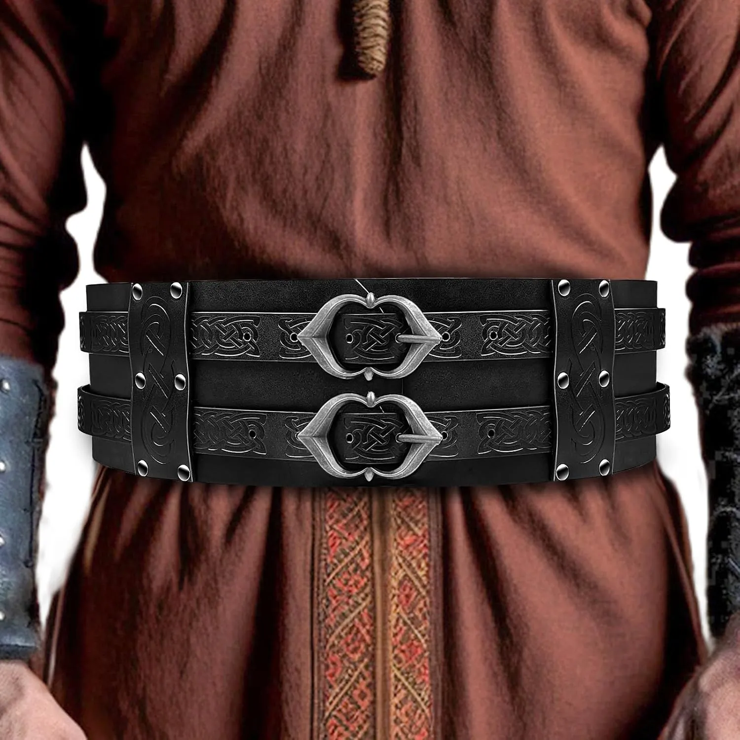 Medieval Viking Wide Belt Faux Leather Armor Knight Corset Belt for LARP Christmas Gifts Costume
