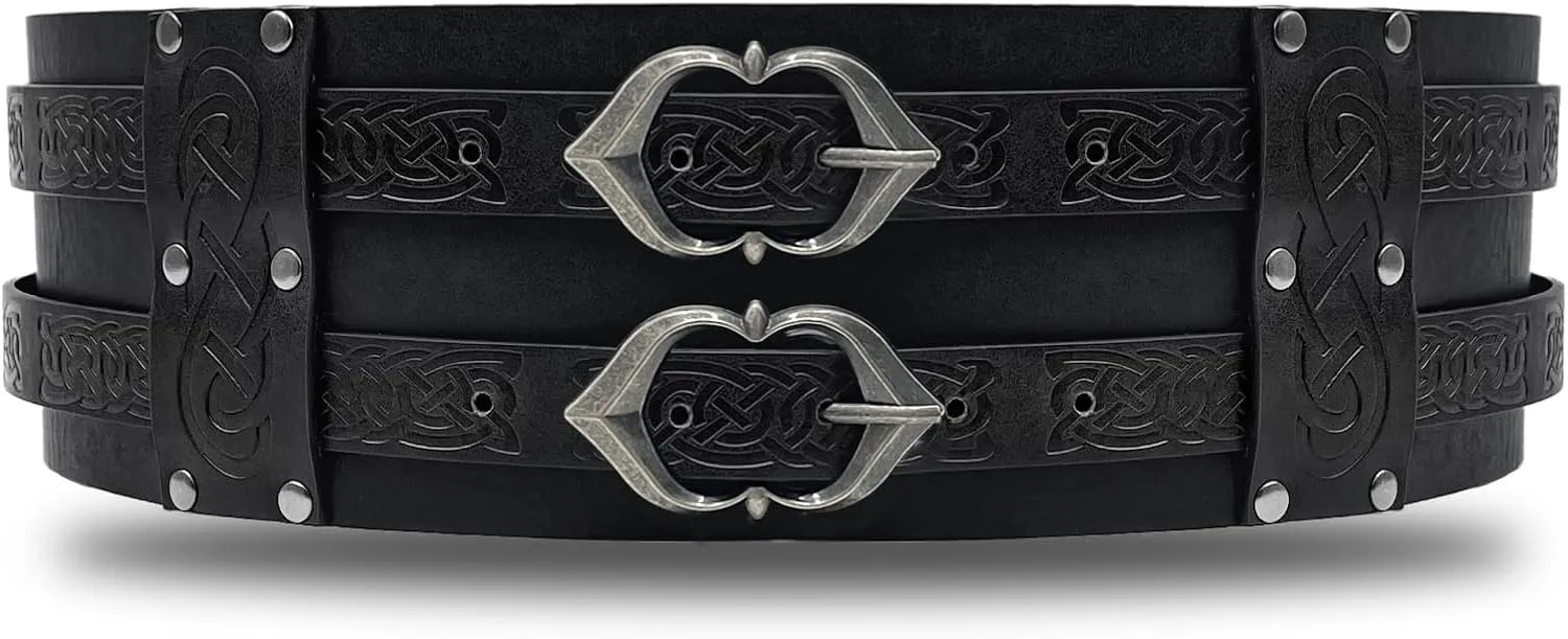 Medieval Viking Wide Belt Faux Leather Armor Knight Corset Belt for LARP Christmas Gifts Costume