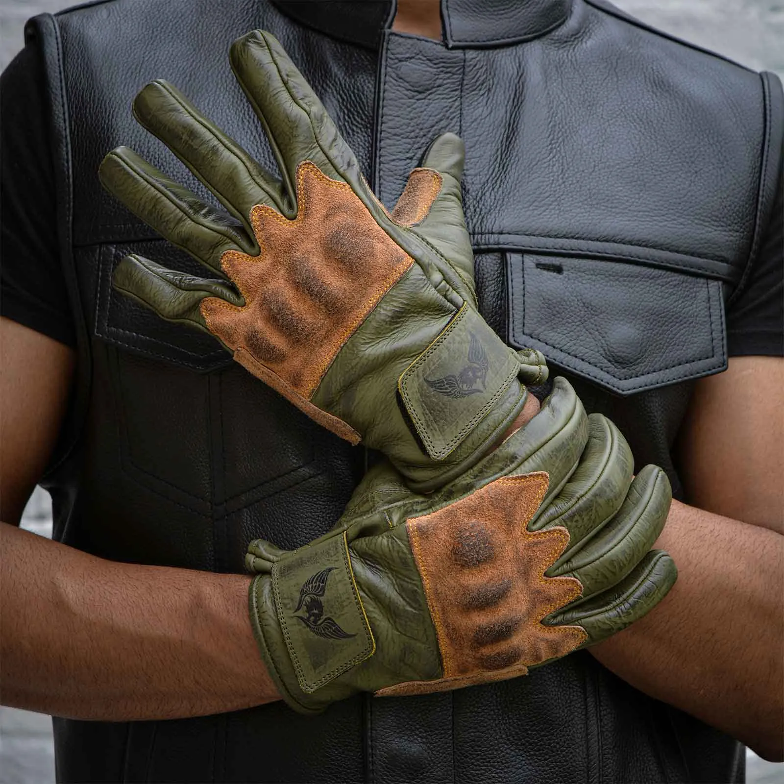 Men’s CE Certified Leather Motorbike Gloves - USA