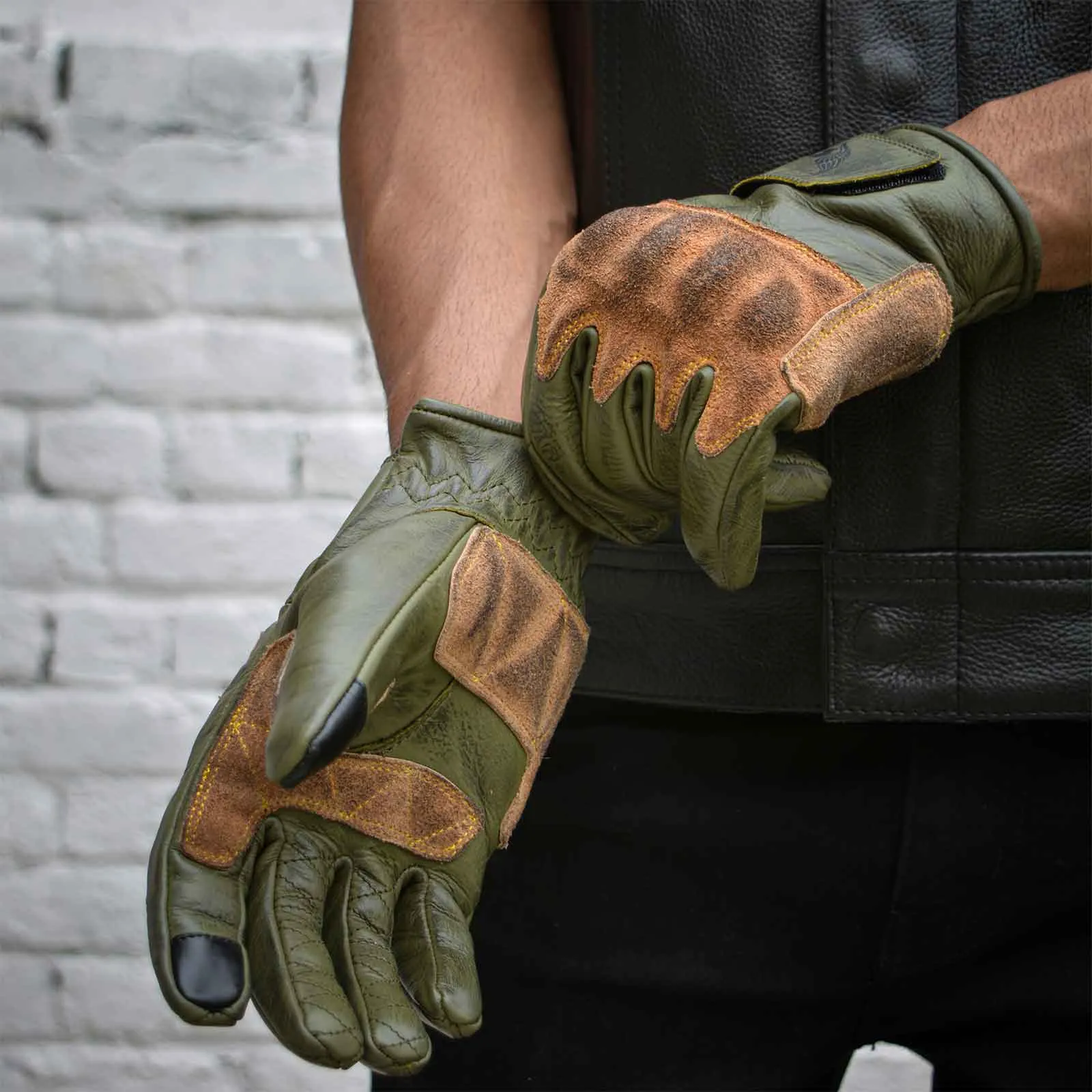 Men’s CE Certified Leather Motorbike Gloves - USA
