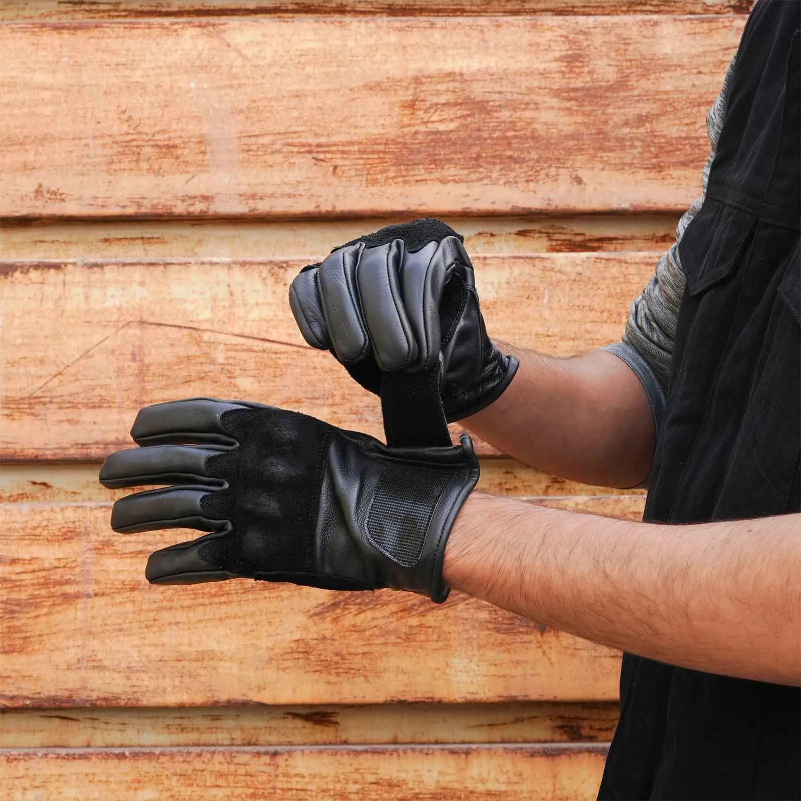 Men’s CE Certified Leather Motorbike Gloves - USA