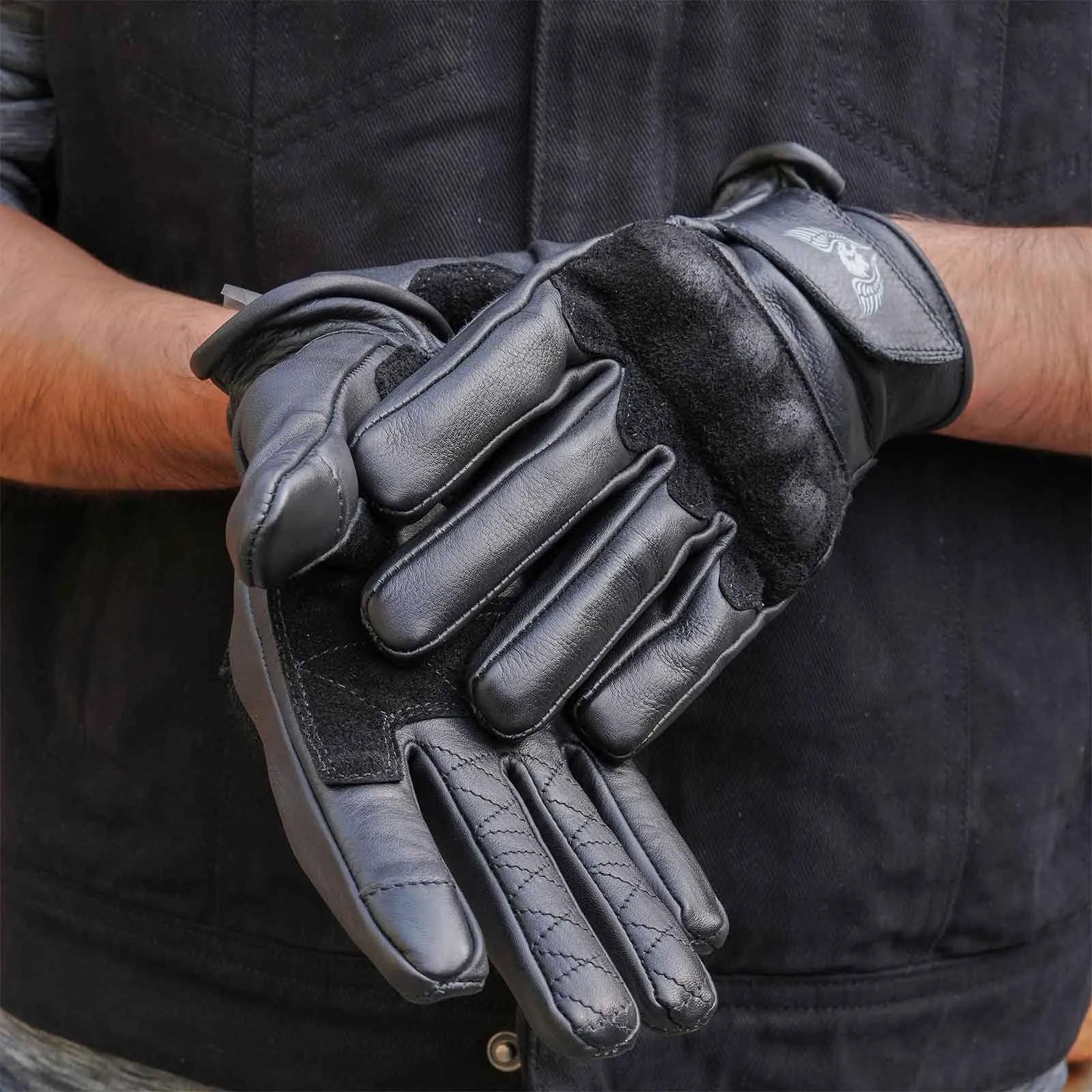 Men’s CE Certified Leather Motorbike Gloves - USA