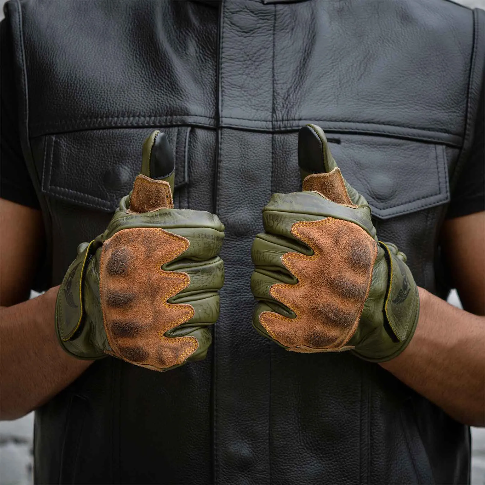 Men’s CE Certified Leather Motorbike Gloves - USA