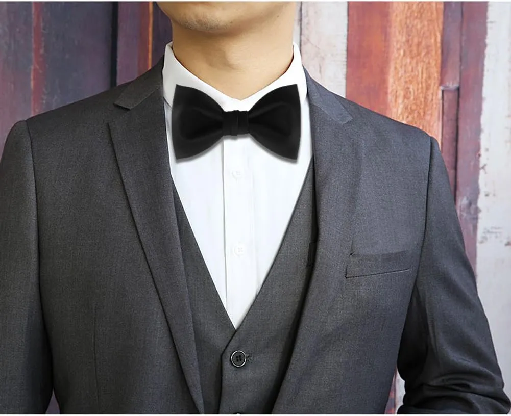 Mens Matte Satin Bowtie Solid Bow Ties