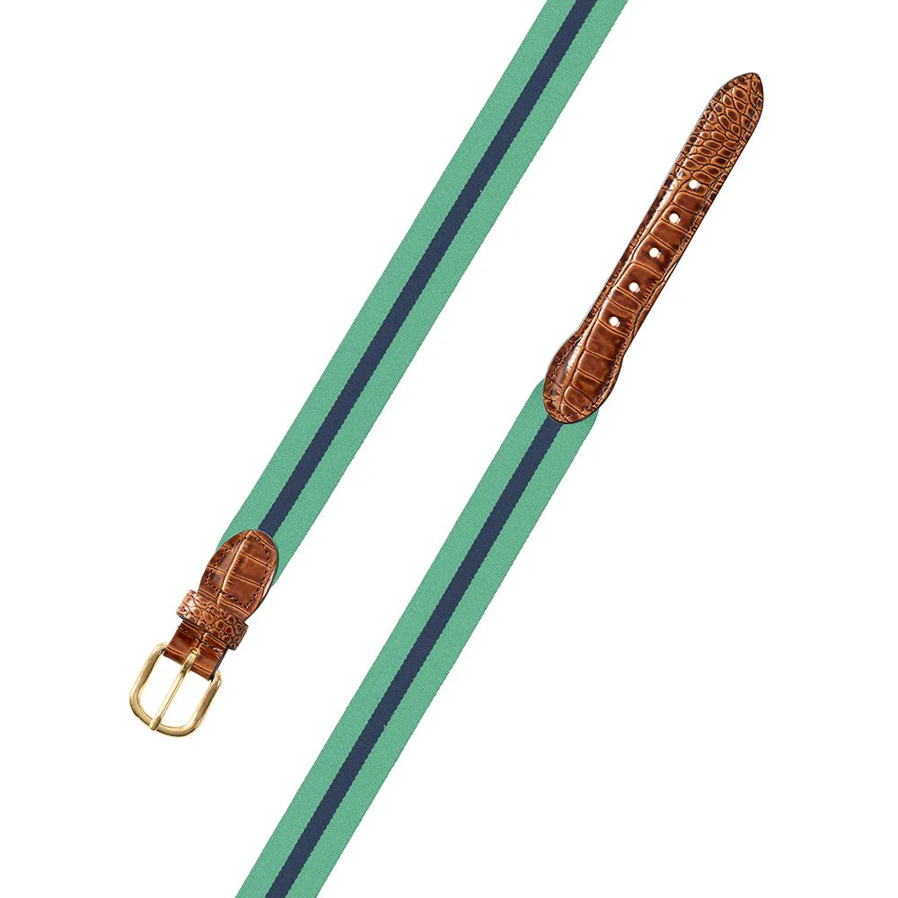 Mint Green & Navy Belgian Surcingle Leather Tab Belt