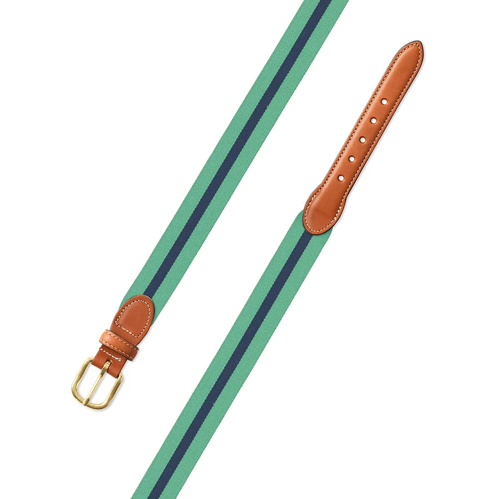 Mint Green & Navy Belgian Surcingle Leather Tab Belt