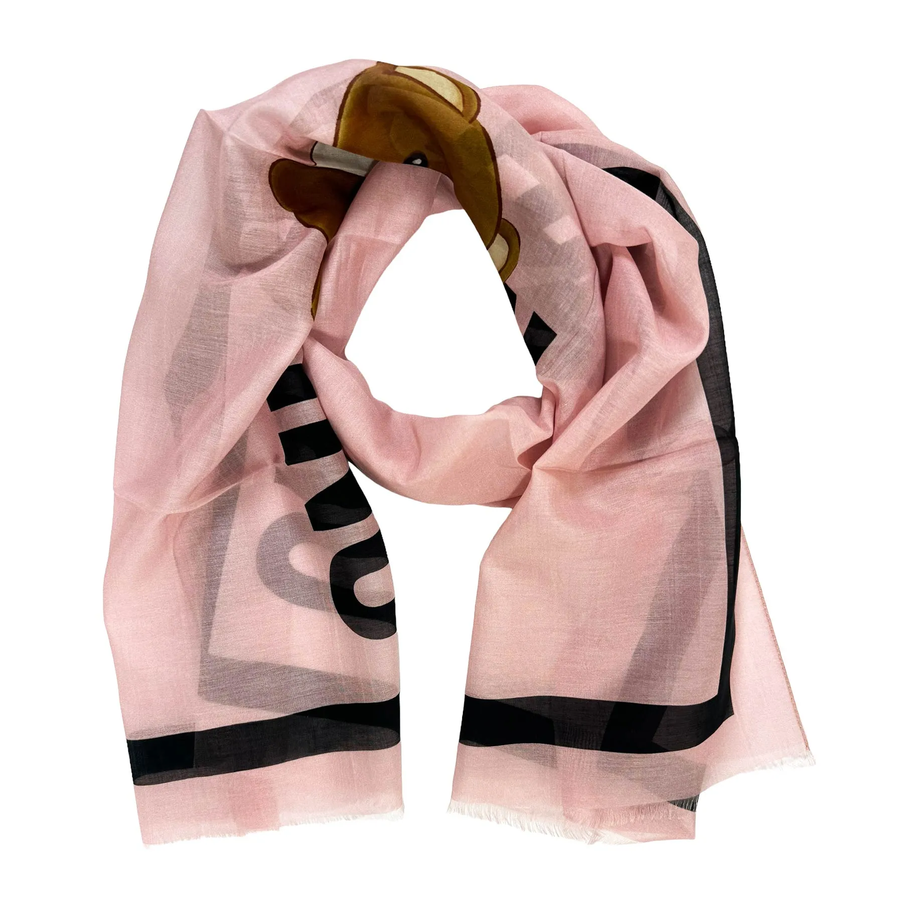 Moschino Scarf Pink Toy Bear - Lightweight Cotton Silk Shawl SALE