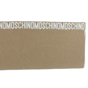 Moschino Wool Scarf Beige White Logo Text - FINAL SALE