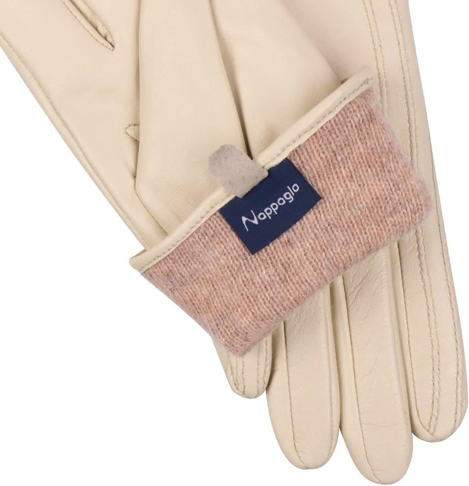 Nappaglo Nappa Leather Gloves Warm Handmade Curve Lambskin for Women
