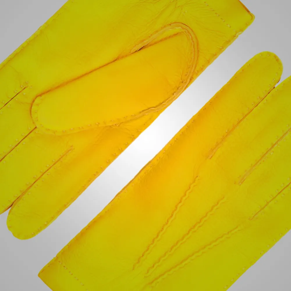 New Men American deerskin Yellow leather gloves with cashmere lining