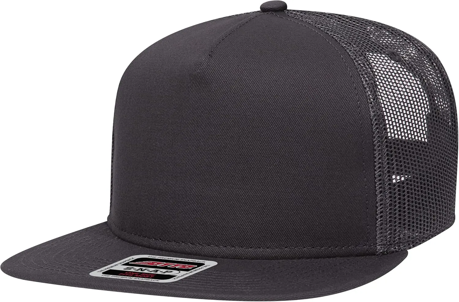 OTTO Round Flat Visor SNAP 5 Panel Mesh Back Trucker Snapback Hat