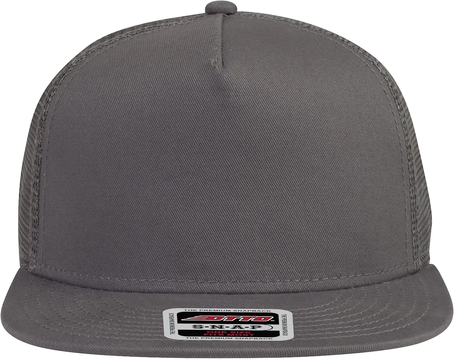 OTTO Round Flat Visor SNAP 5 Panel Mesh Back Trucker Snapback Hat