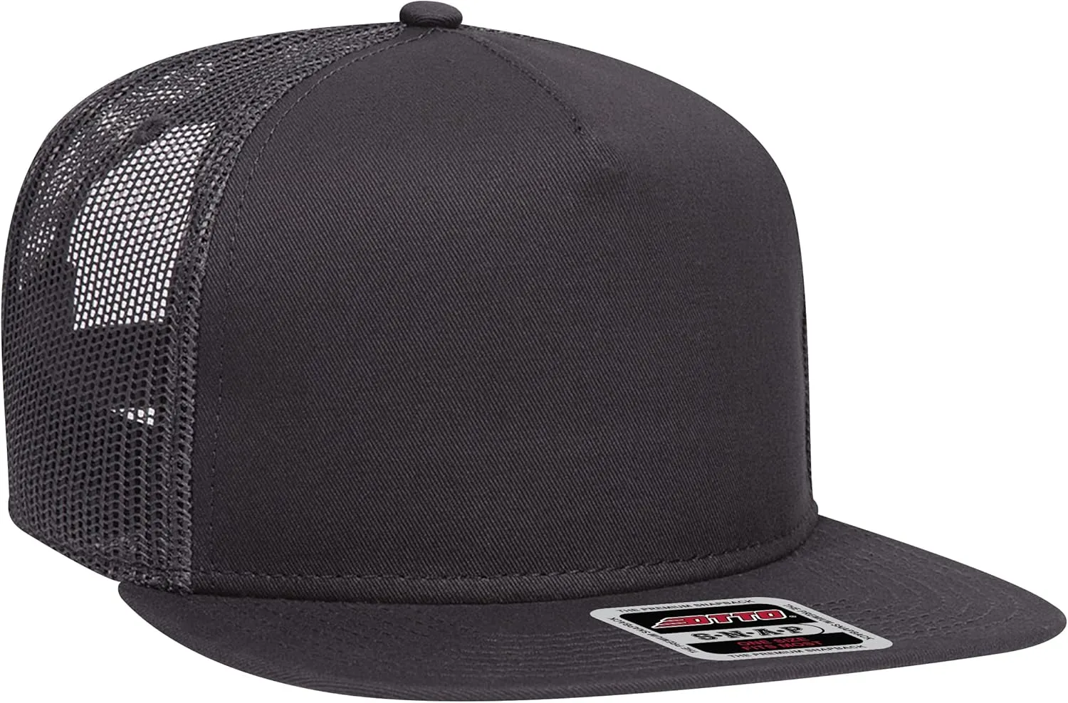 OTTO Round Flat Visor SNAP 5 Panel Mesh Back Trucker Snapback Hat