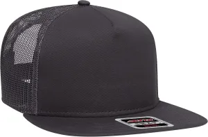 OTTO Round Flat Visor SNAP 5 Panel Mesh Back Trucker Snapback Hat