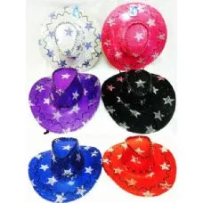 Pack of 10: New Year's Party Hats - Sequin Fedora, Cowboy, Newsboy, Cap Styles - Ships Next Day!