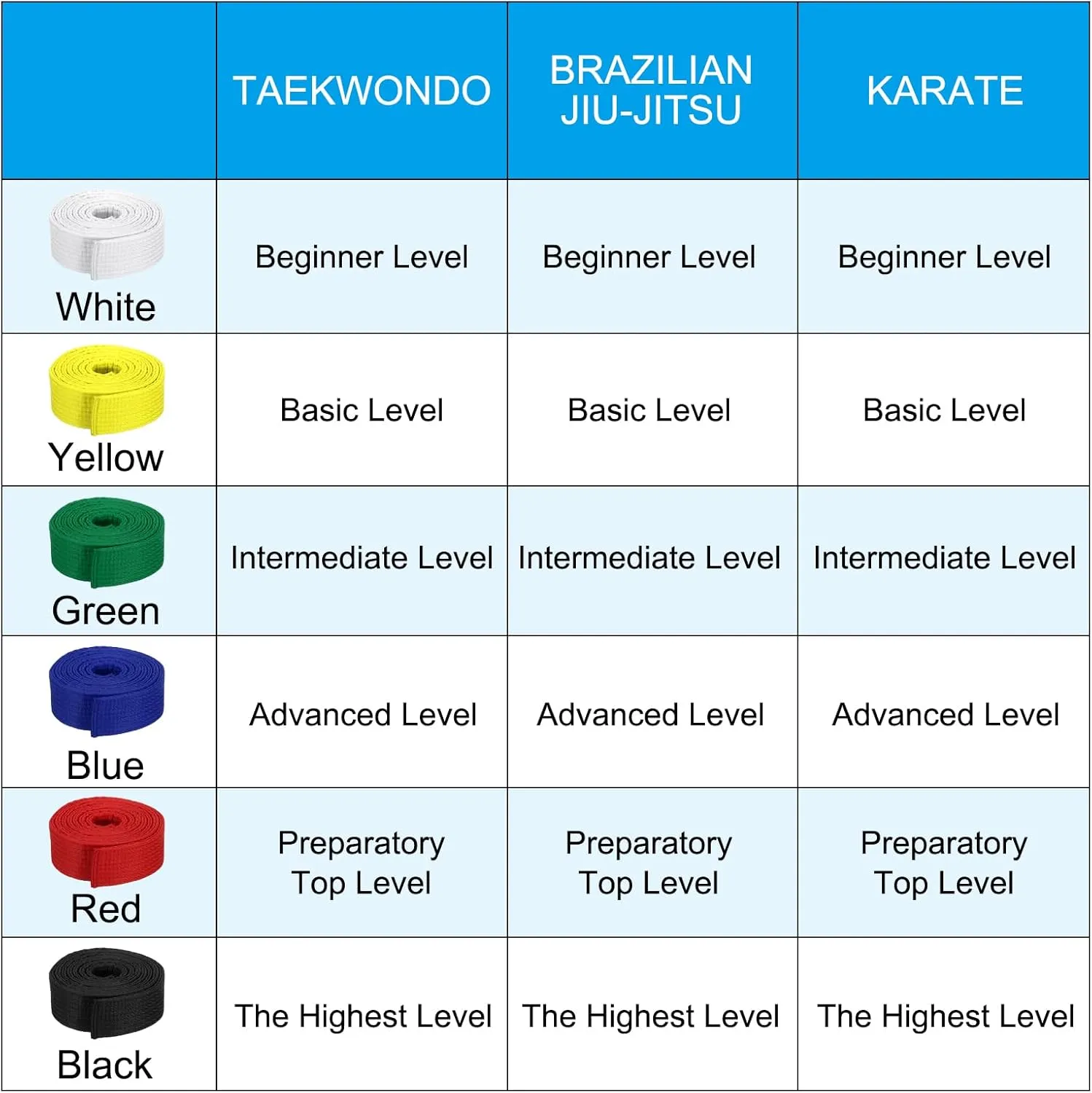 PATIKIL Taekwondo Colored Ranking Belts, Polyester Martial Arts Judo Karate Belt for Coach Teaching Practice