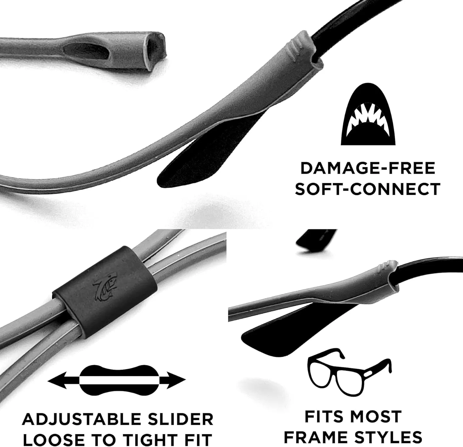Pilotfish Premium Silicone Sunglasses Strap, Adjustable Glasses Retainer with Unique Passthrough Design  Universal Fit