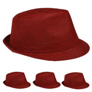 plain red casual fedora hat Case of 72