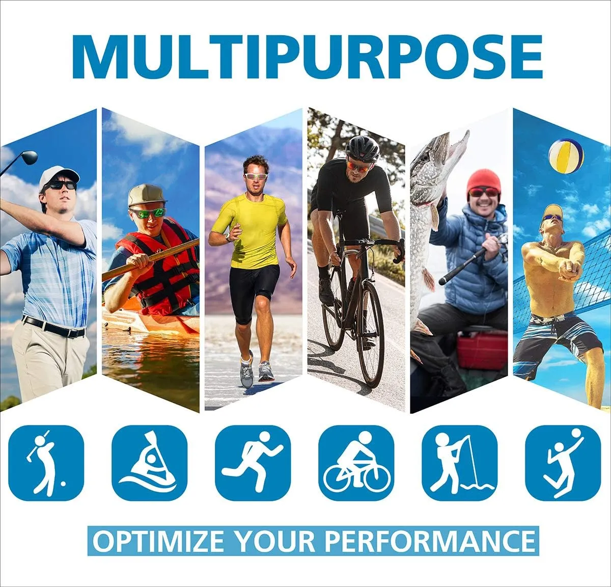 Polarized fishing Sunglasses for Men Women Running Golfing Cycling Hiking Outdoor Padel Tennis